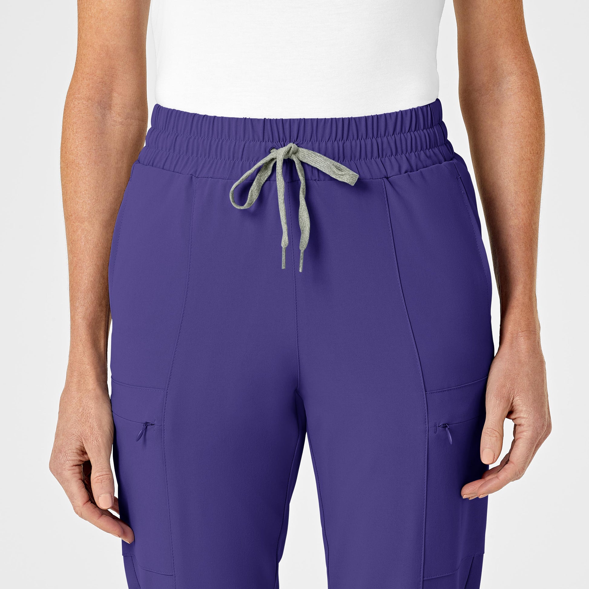 RENEW 5334 High Waist Slim Leg Scrub Pants Grape Model Image Left Side | Wink