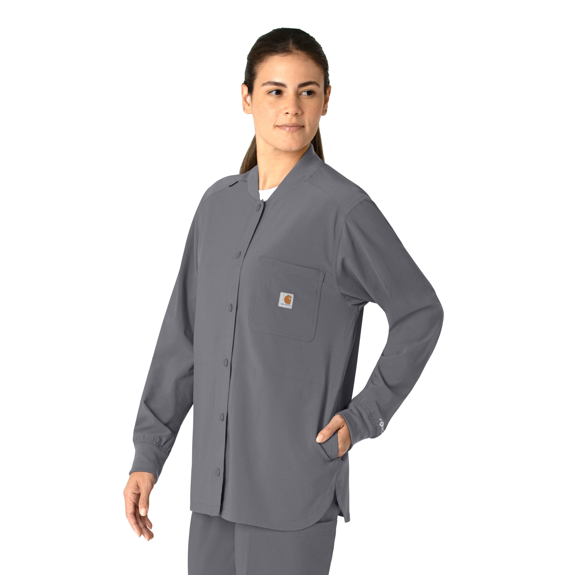 Force Cross-Flex C82210 Shirt Jacket Pewter Model Image Left Side | Carhartt