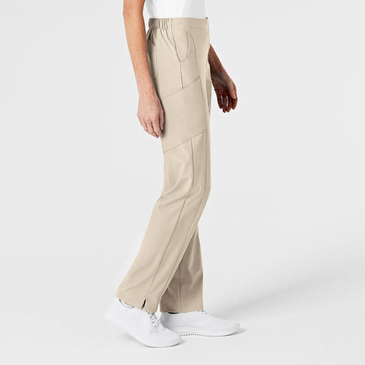 W123 5155 Flat Front Cargo Scrub Pants Khaki Model Image Right Side | Wink