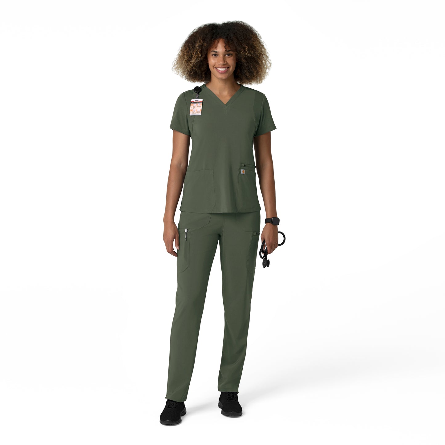 Force Cross-Flex C53210 Women's Straight Leg Cargo Scrub Pants Olive