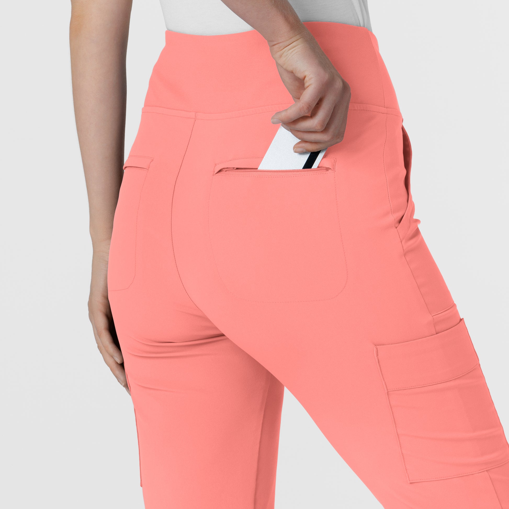 RENEW 5534 Women's Cargo Flare Scrub Pants Paradise Pink