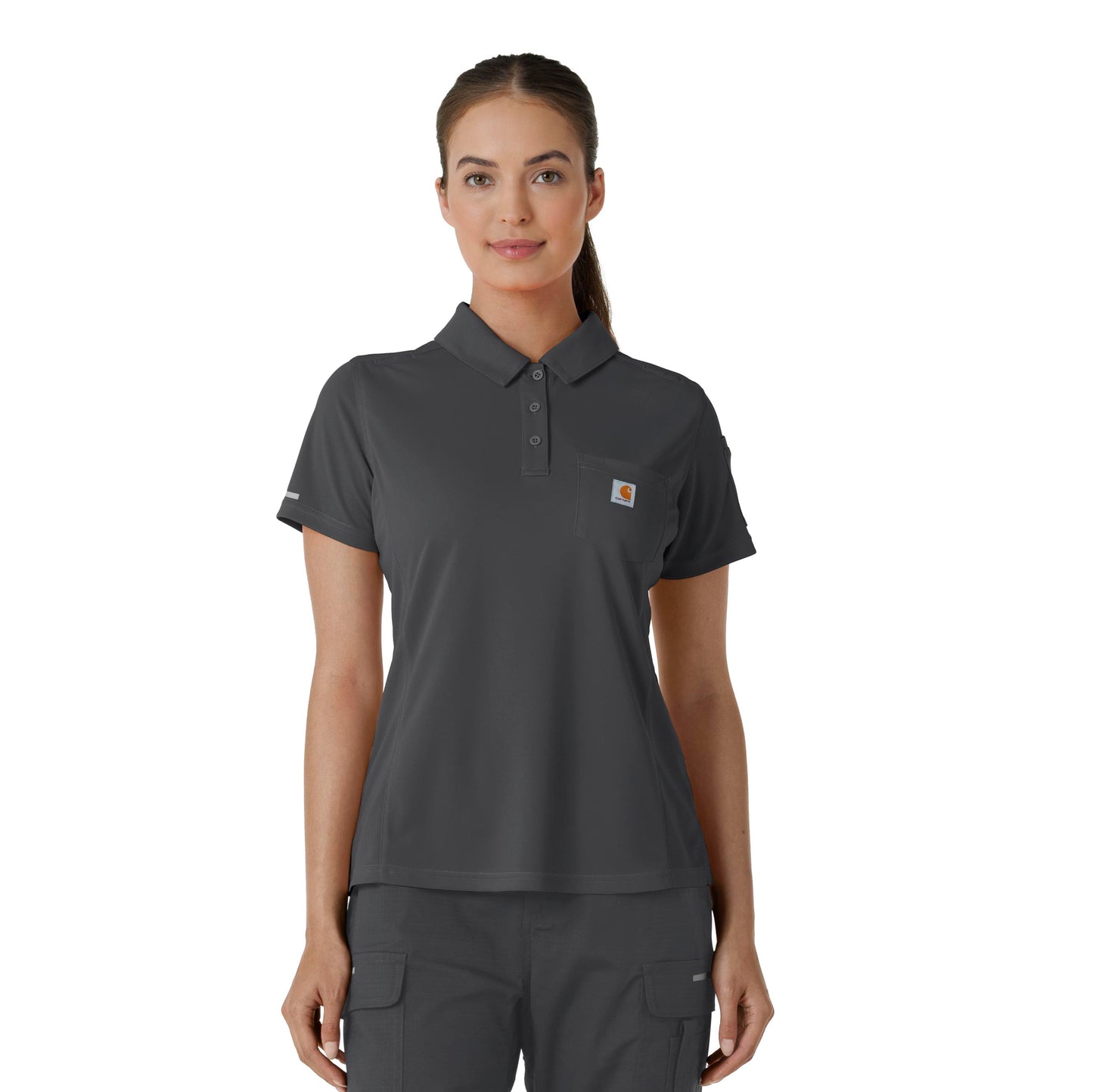 Rugged Flex C12119 Women's Lightweight Short Sleeve Polo Scrub Top Pewter