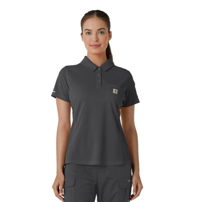 Rugged Flex C12119 Women's Lightweight Short Sleeve Polo Scrub Top Pewter