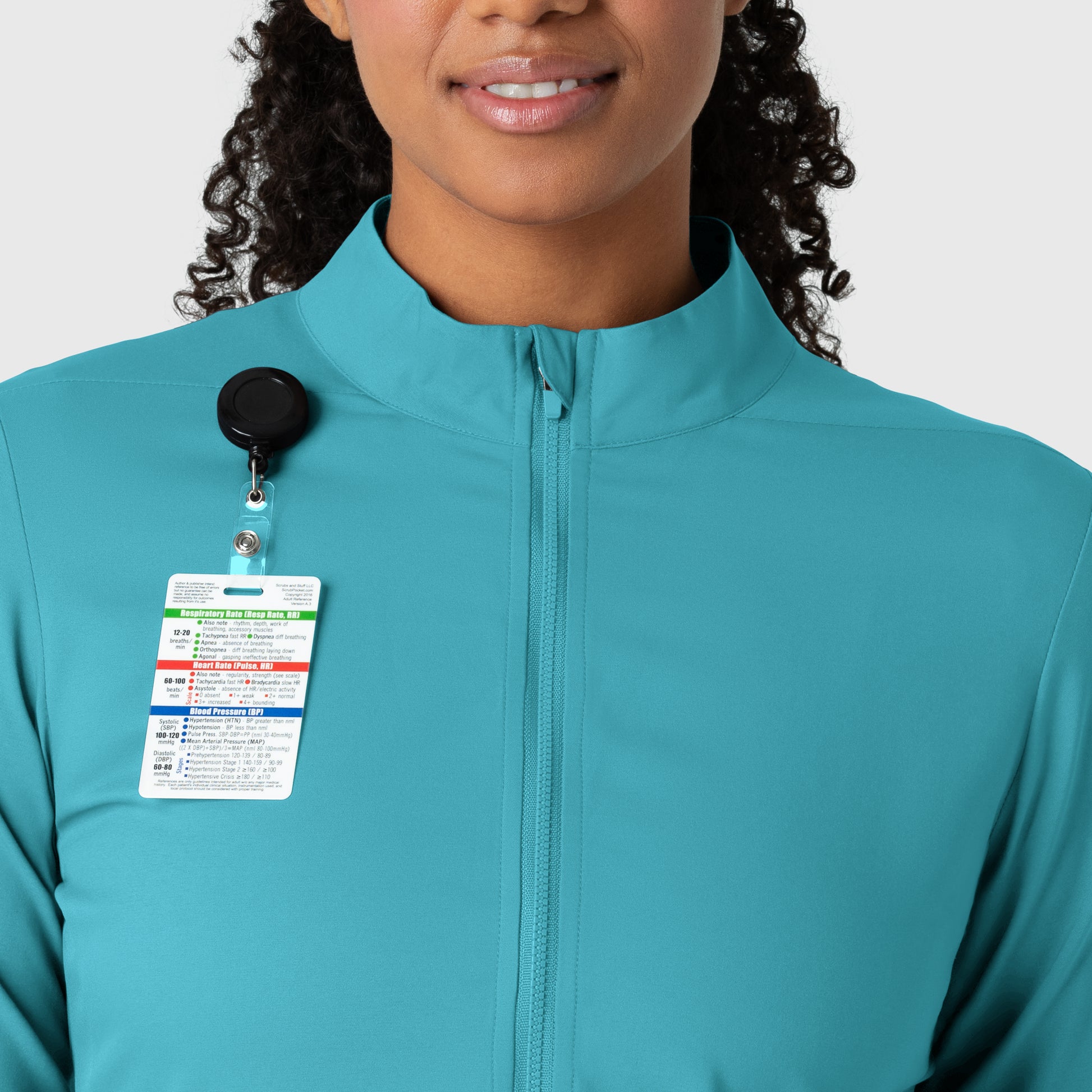 Boundless 8151 Warm Up Scrub Jacket Teal Model Image Left Side | Wink