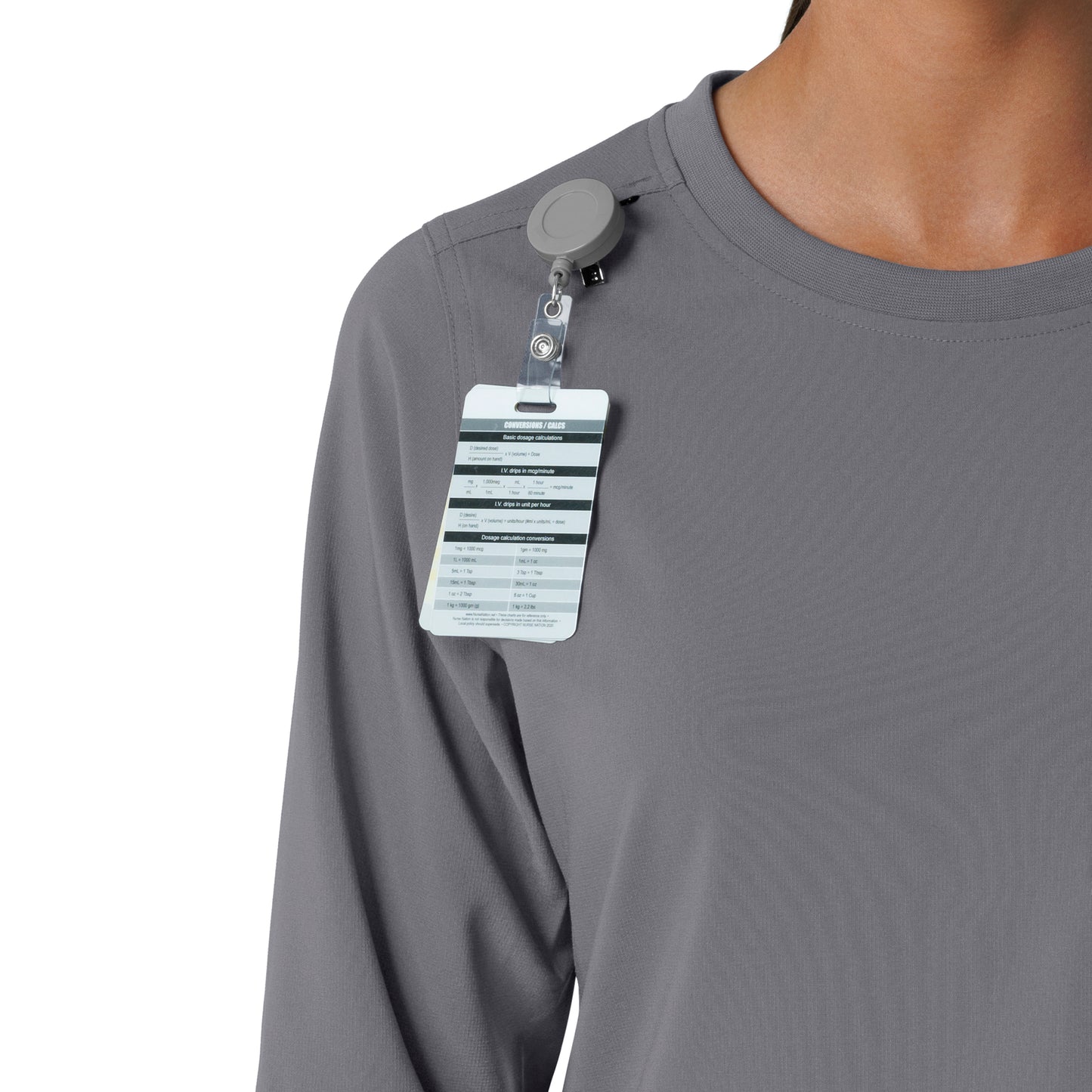 Force Cross-Flex C13610 Women's Crew Neck Long Sleeve Scrub Top Pewter