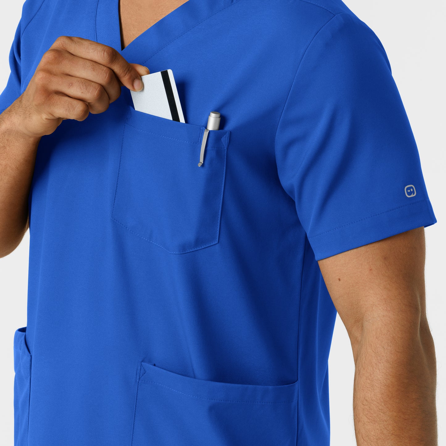 Boundless 6351 Men's Multi Pocket V-Neck Scrub Top Royal Model Image Alternate | Wink