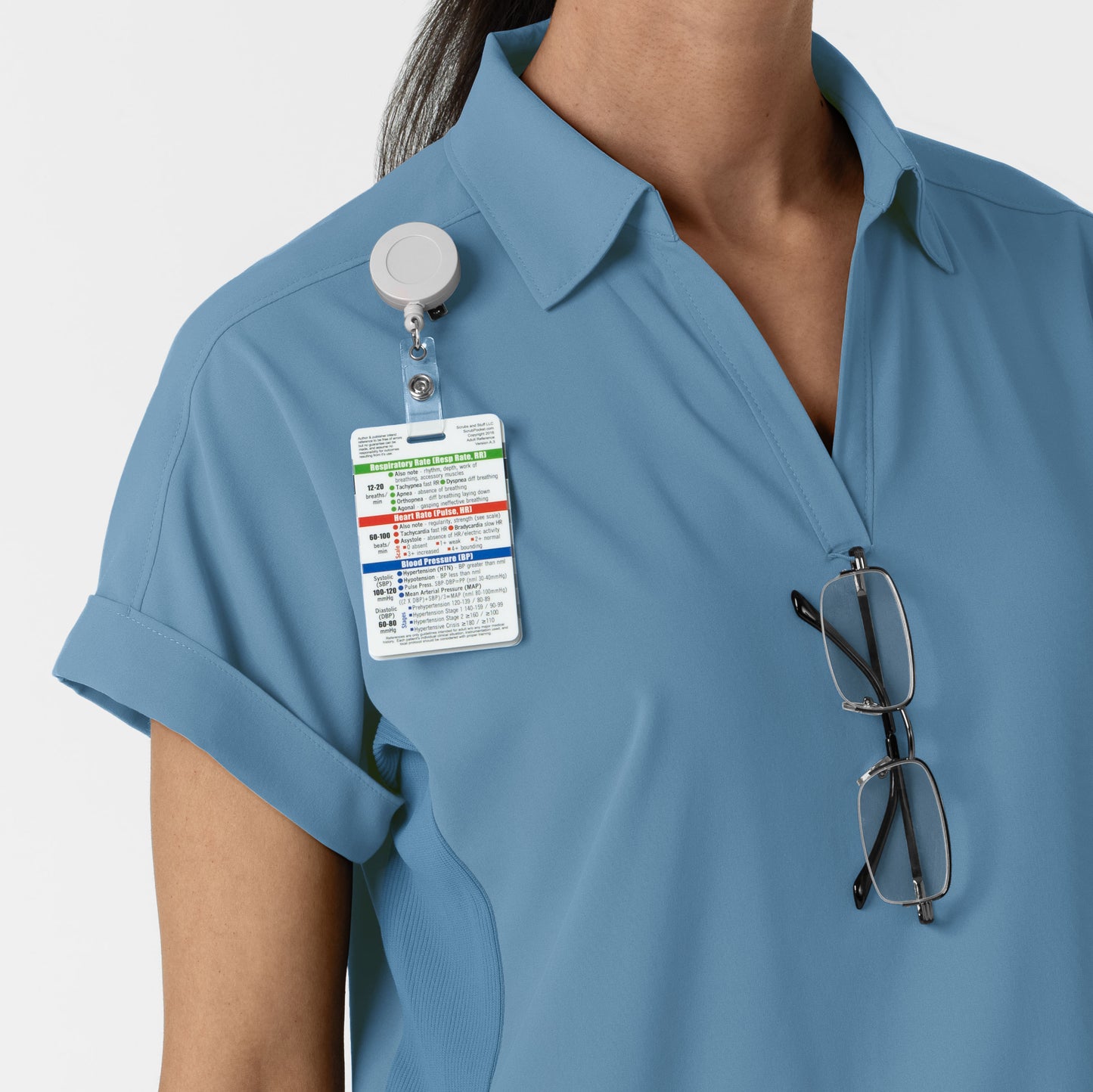 RENEW 6934 Women’s Flex-n-Reach Collared Scrub Top Pacific Blue