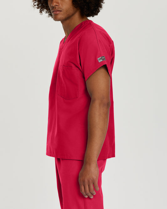 Scrub Zone 71221 Unisex 1 Pocket V Neck Scrub Top Red Image