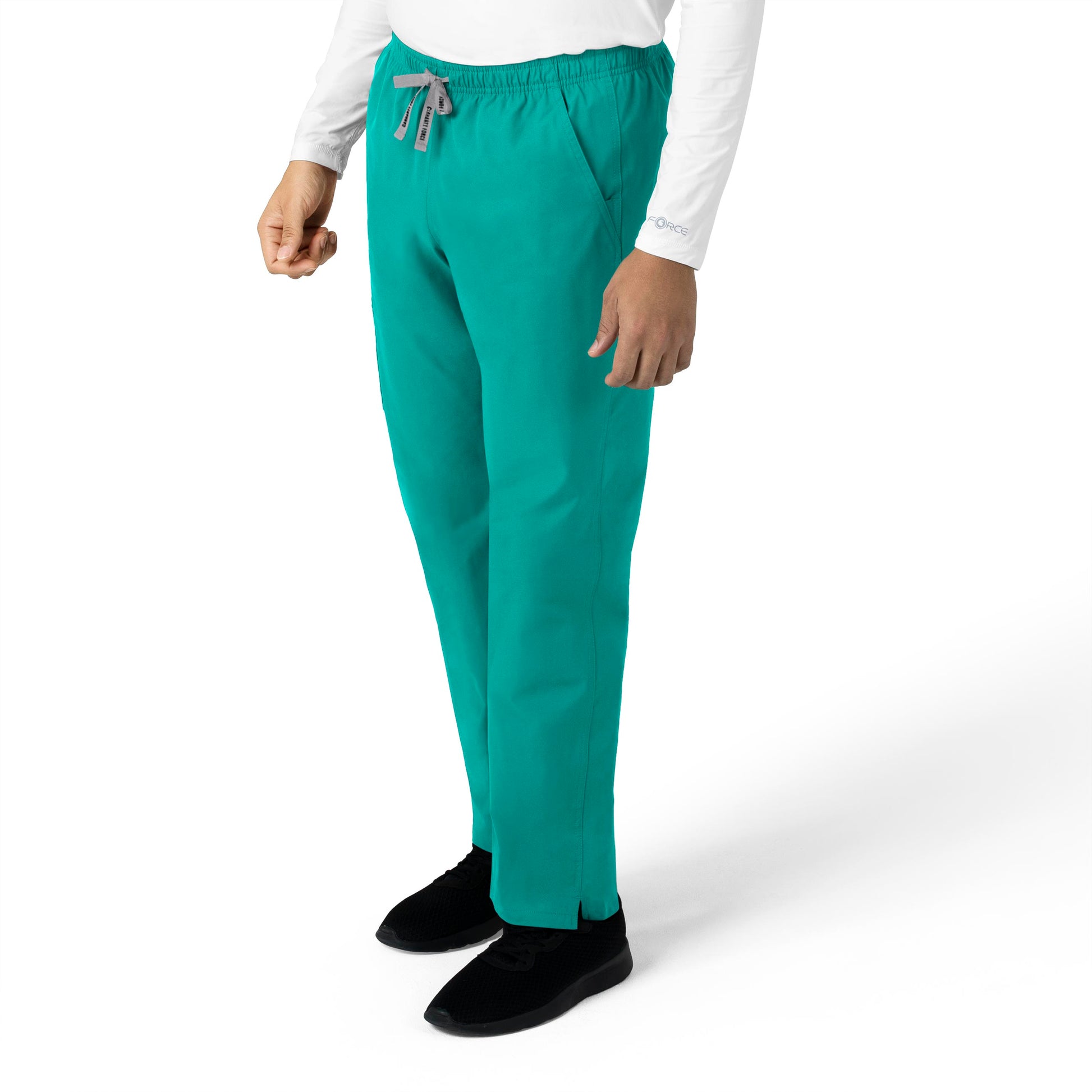 Force Essentials C55013 Unisex Elastic Waist Cargo Scrub Pants Teal Blue Model Image Right Side | Carhartt