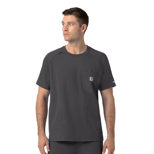 Force Cross-Flex C16190 Knit Men's Crew Neck Scrub Top Pewter