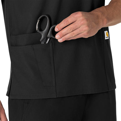 Force Essentials C15013 Unisex V-Neck 6-Pocket Scrub Top Black Model Image Alternate | Carhartt