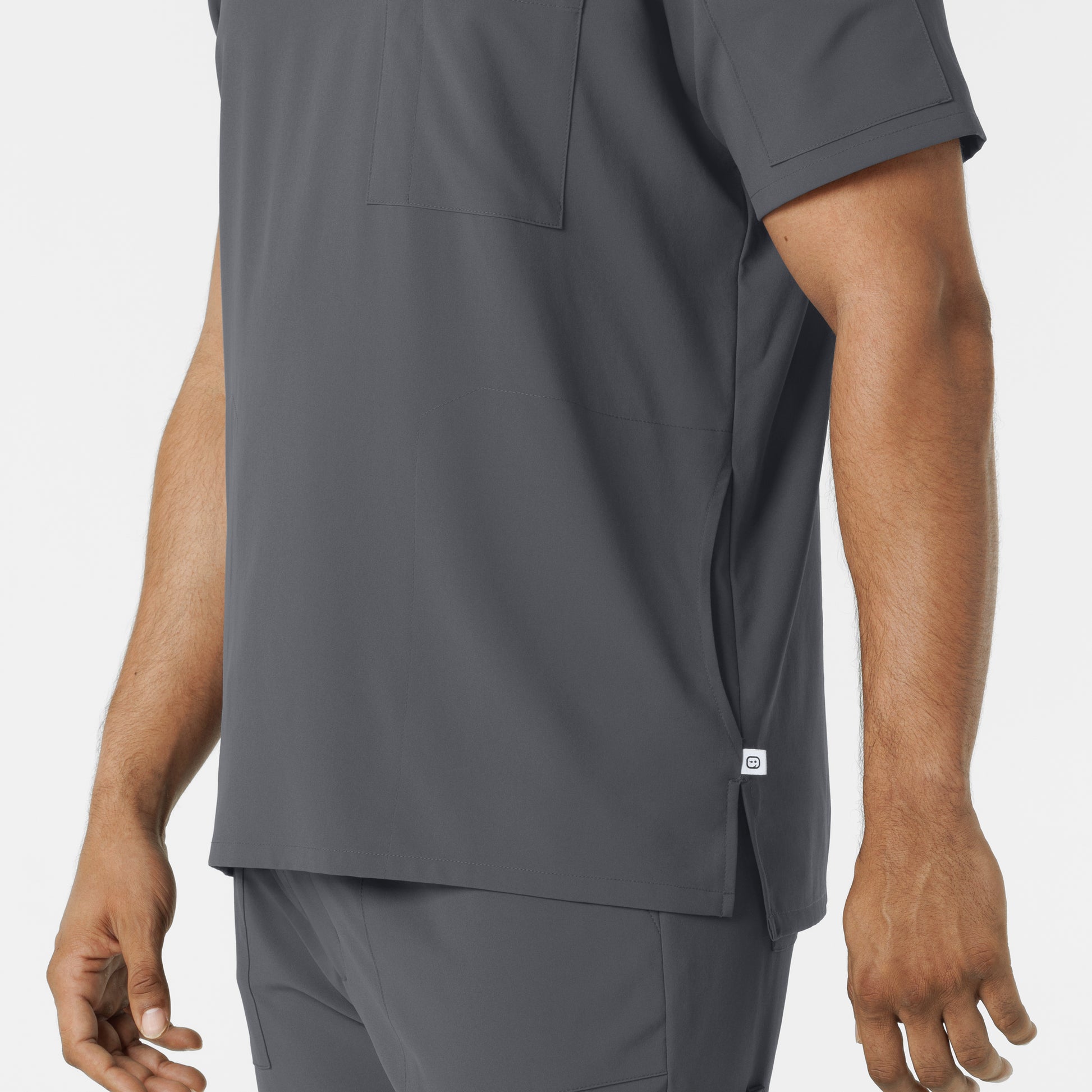 RENEW 6834 Men's V-Neck 5 Pocket Scrub Top Pewter Model Image Alternate | Wink