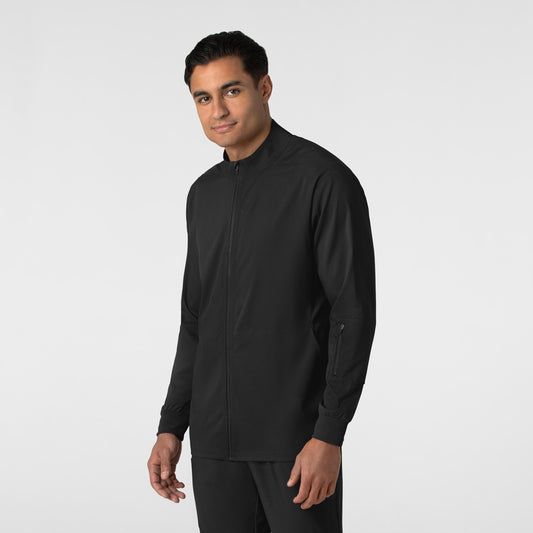 Boundless 8351 Men's Warm Up Scrub Jacket Black Model Image Right Side | Wink