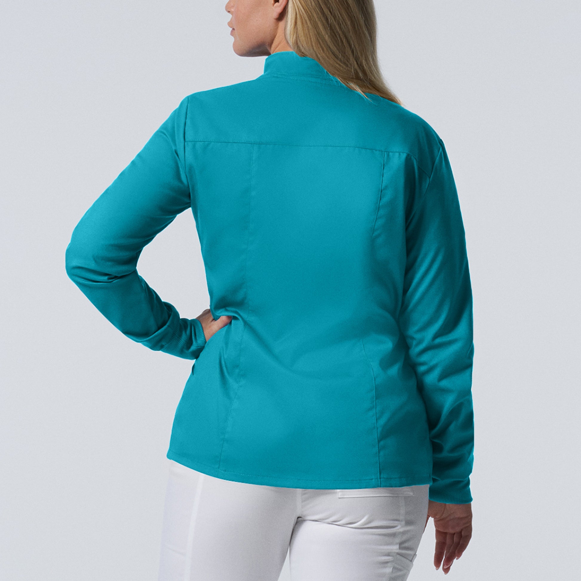 ProFlex LJ701 Women's 3 Pocket Scrub Jacket Teal Image