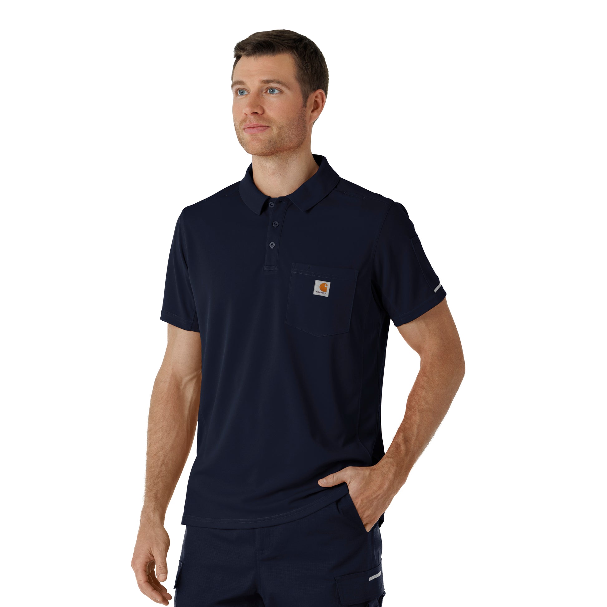 Rugged Flex C16119 Men's Lightweight Short Sleeve Polo Scrub Top Dark Navy