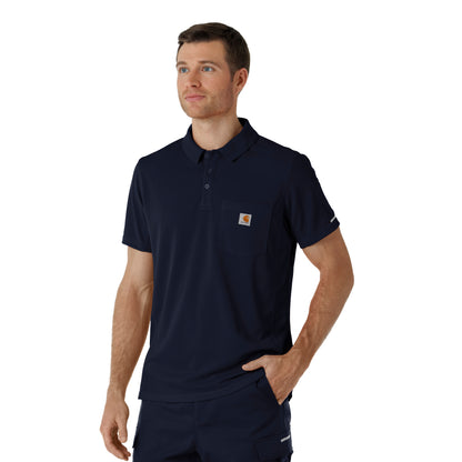 Rugged Flex C16119 Men's Lightweight Short Sleeve Polo Scrub Top Dark Navy