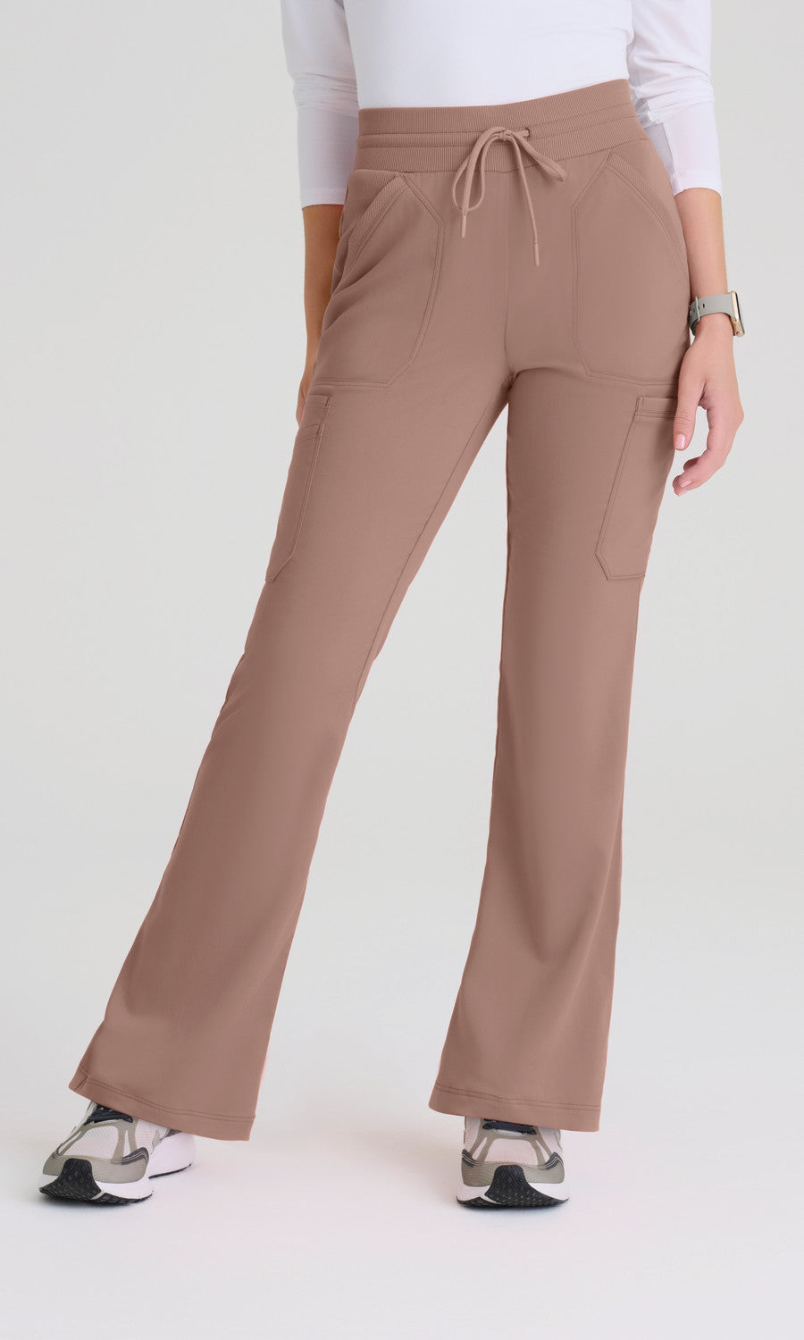 Greys Anatomy Spandex Stretch GRSP722 Women's Kristi Pant in Warm Mocha by Barco Model Image Front