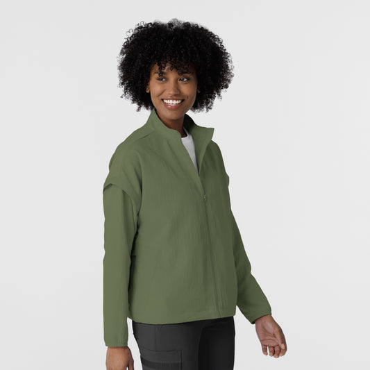 Layers 8014 BreezeBreaker Scrub Jacket Olive Model Image Right Side | Wink