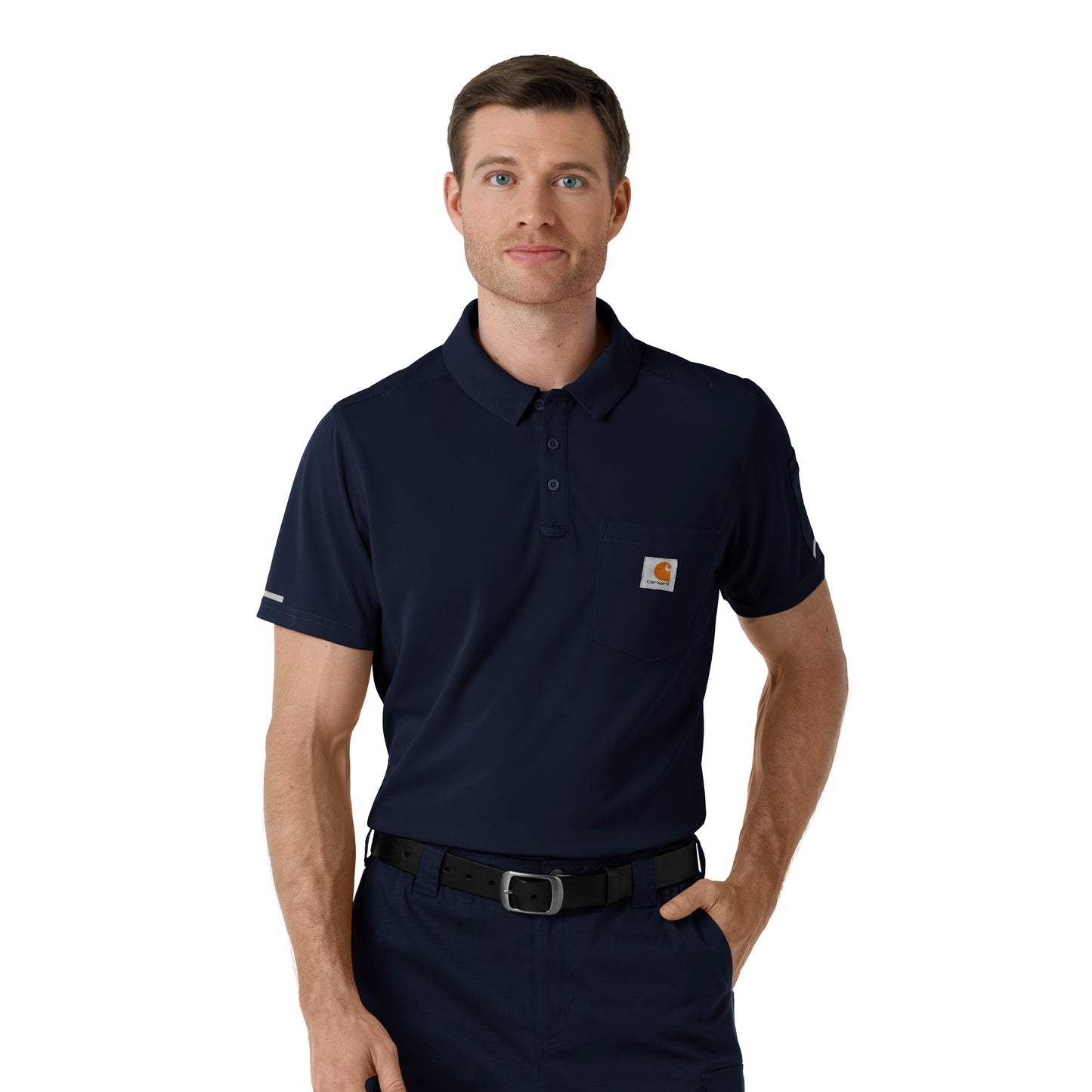 Rugged Flex C16119 Men's Lightweight Short Sleeve Polo Scrub Top Dark Navy