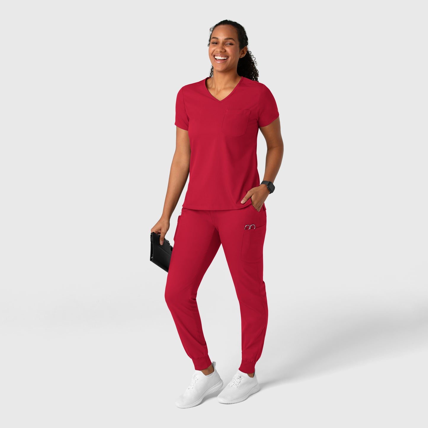 Boundless 5151 Jogger Scrub Pants Red Model Image Alternate | Wink