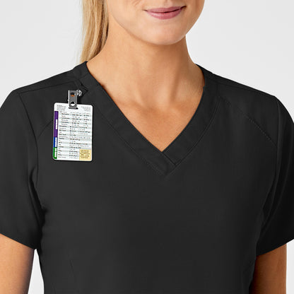 W123 6155 Stylized V-Neck Scrub Top Black Model Image Alternate | Wink