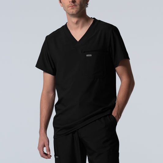 Forward LT111 Men's 2 Pocket V Neck Scrub Top Black Image