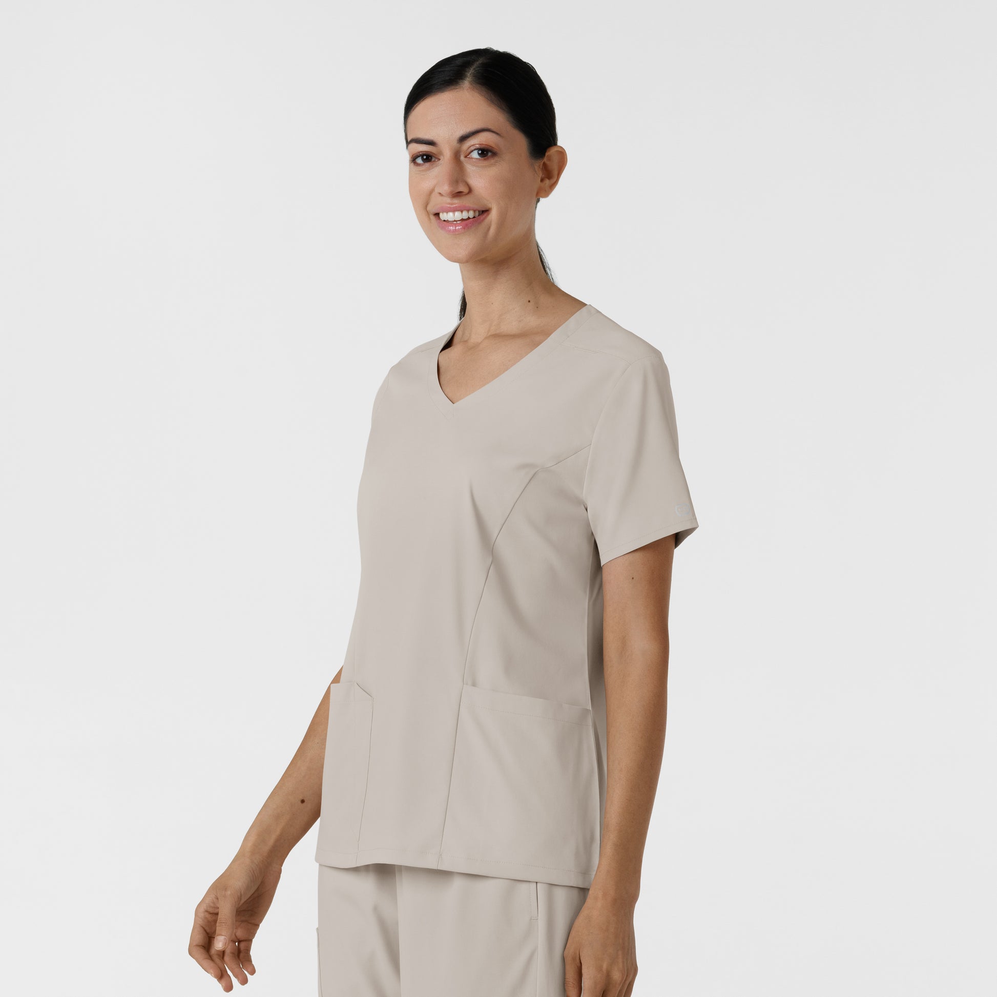 Boundless 6251 2-Pocket V-Neck Scrub Top Cloud Model Image Right Side | Wink