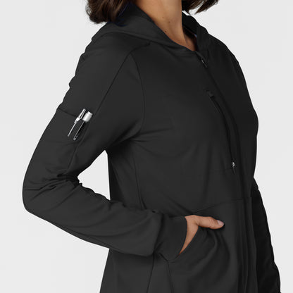 RENEW 8159 Knit Women’s Zip Hoodie Black Model Image Alternate | Wink