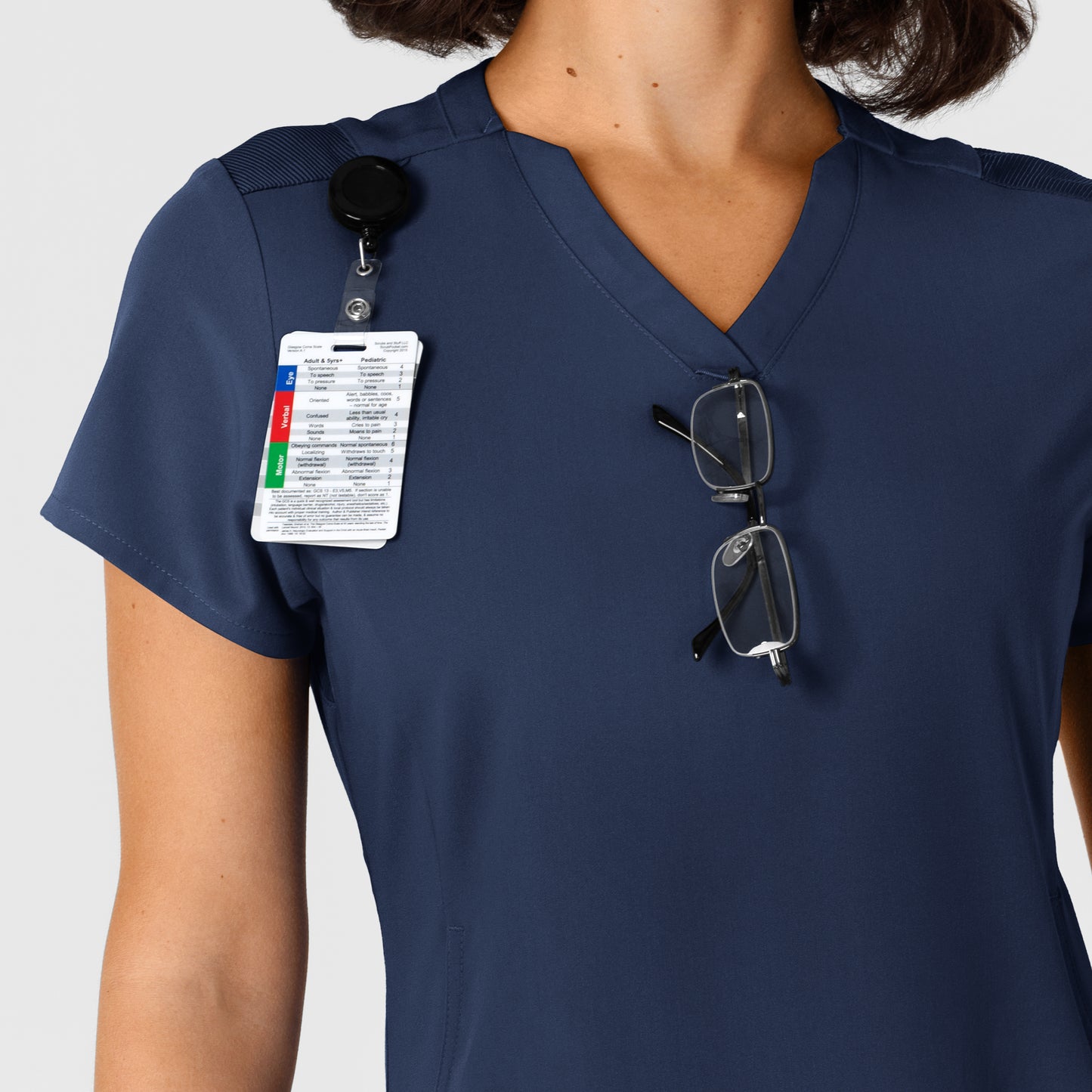 Nova 6432 Flex-n-Reach V-Neck Scrub Top Navy Model Image Alternate | Wink