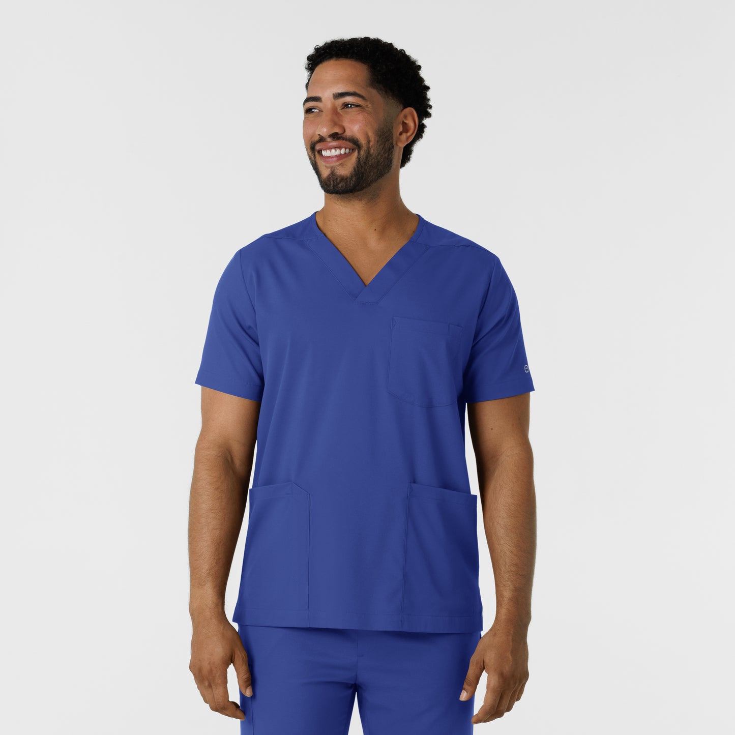 Boundless 6351 Men's Multi Pocket V-Neck Scrub Top Galaxy Blue