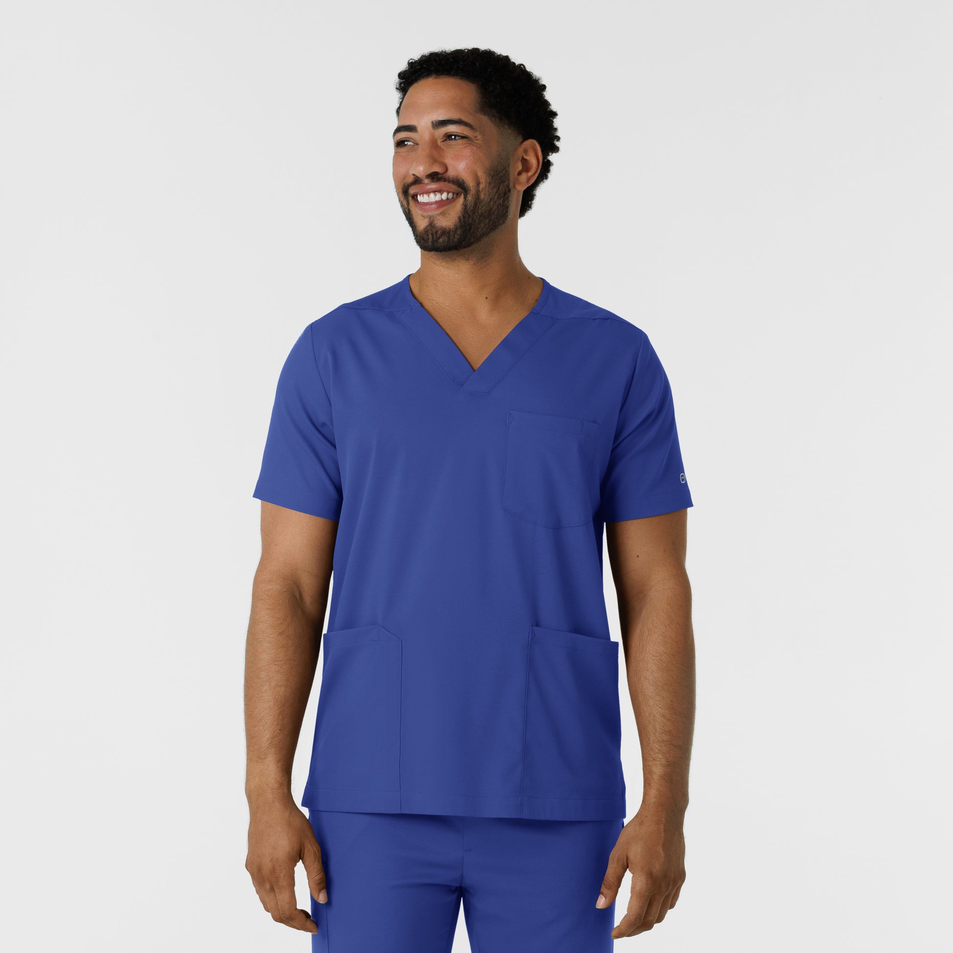 Boundless 6351 Men's Multi Pocket V-Neck Scrub Top Galaxy Blue