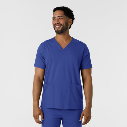 Boundless 6351 Men's Multi Pocket V-Neck Scrub Top Galaxy Blue