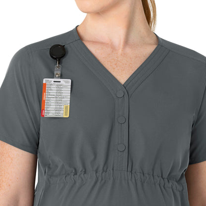 Force Essentials C14113 Henley Maternity Scrub Top Pewter Model Image Left Side | Carhartt