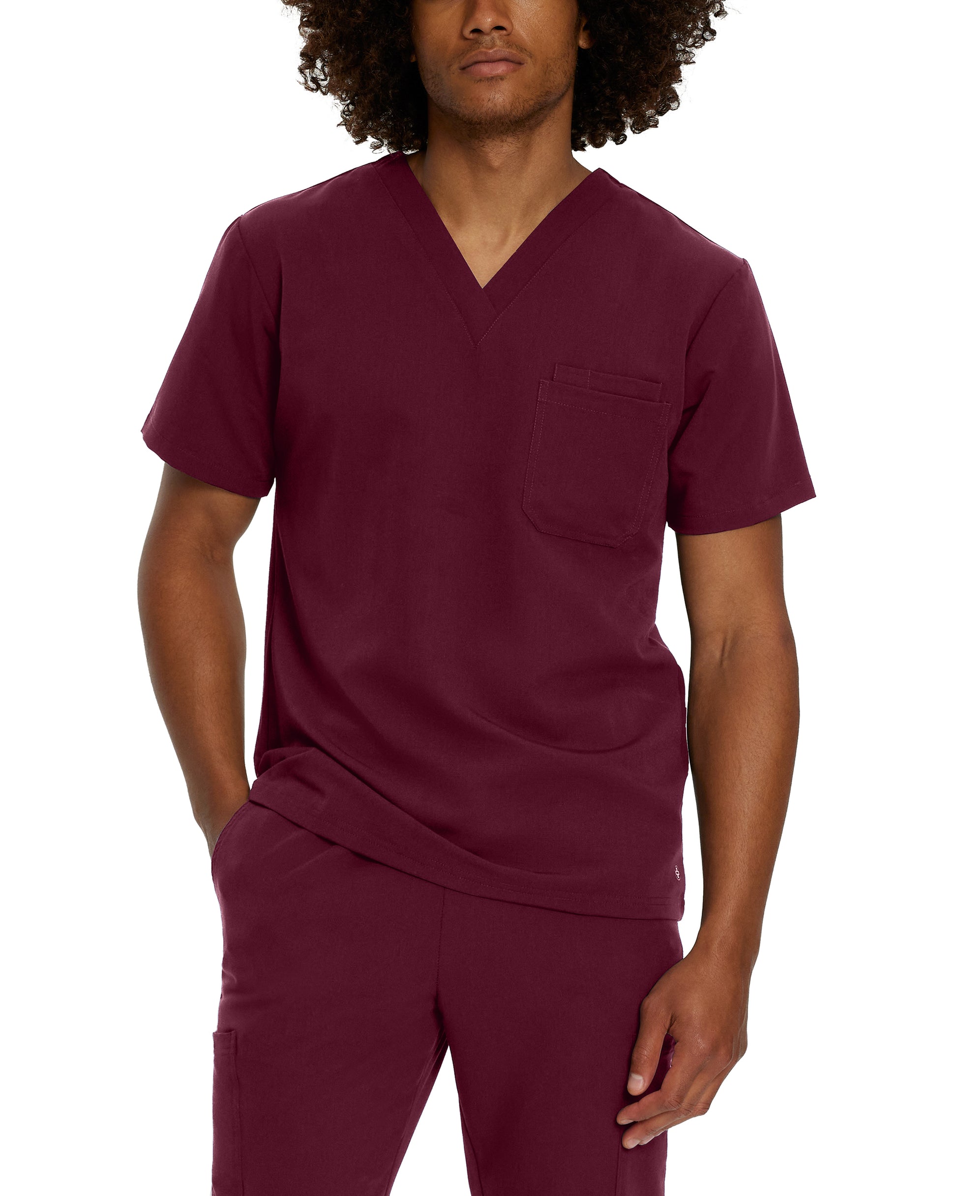 V-Tess 2206 Men's 2 Pocket V Neck Scrub Top Wine Image