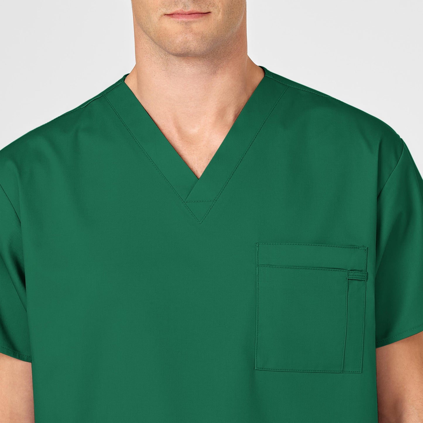 WonderWORK 100 Unisex V-Neck Scrub Top Hunter Model Image Alternate | Wink