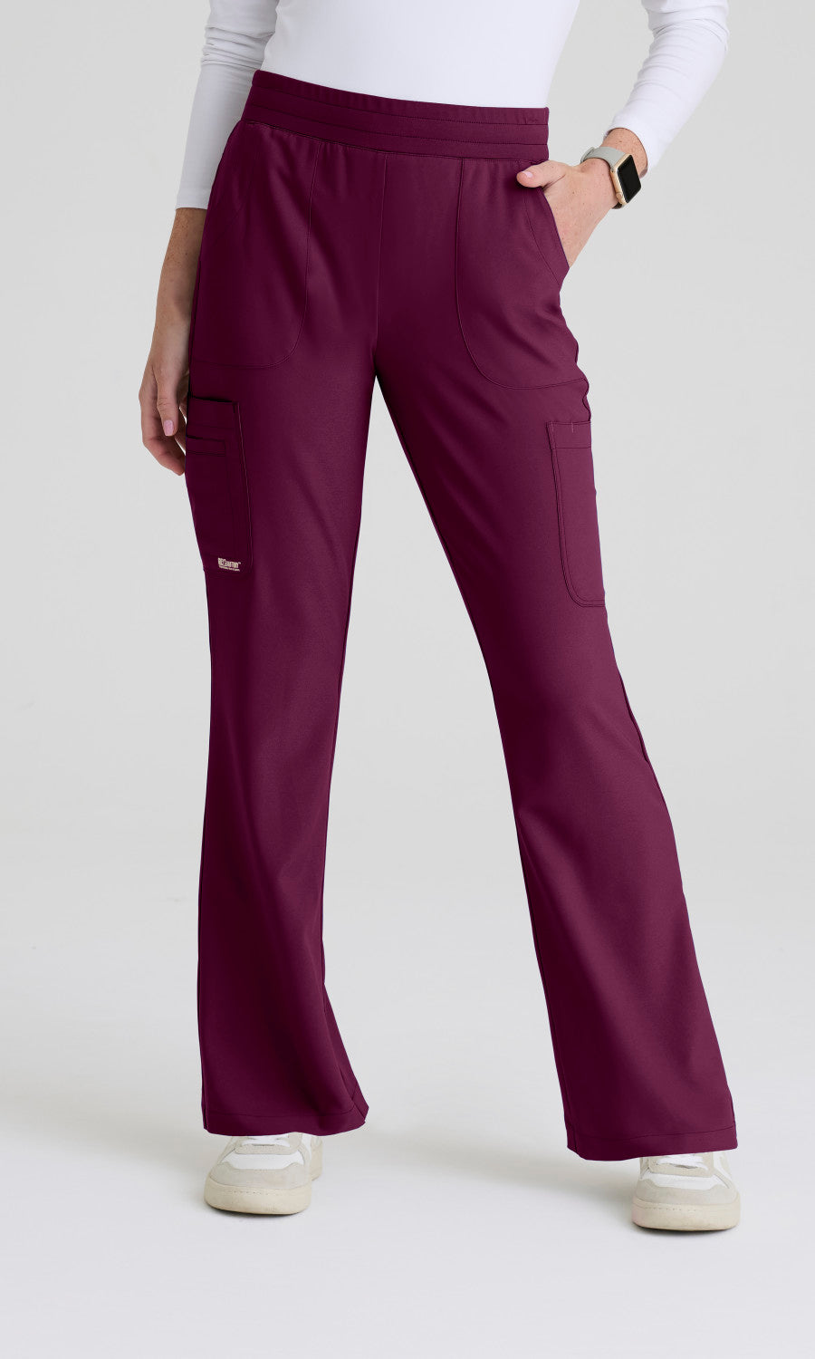 Grey's Anatomy Evolve GSSP729 Women's Sky Pant in Wine by Barco Model Image Front