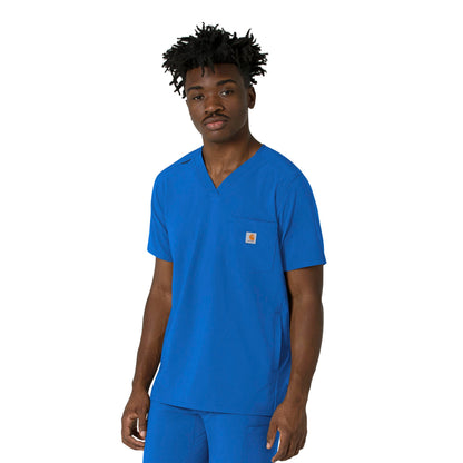 Force Cross-Flex C16410 Men's V-Neck Scrub Top Royal Model Image Right Side | Carhartt