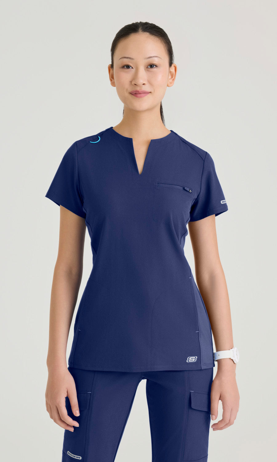 Skechers SKT312 Women's Reward Top in Navy by Barco Model Image Front
