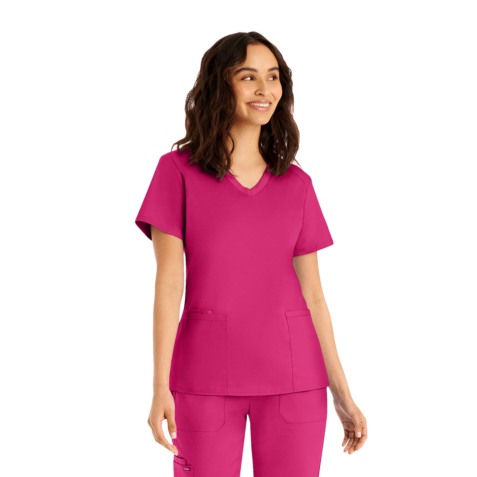 ProFlex LT105 Women's 3 Pocket V Neck Scrub Top Bright Rose Image