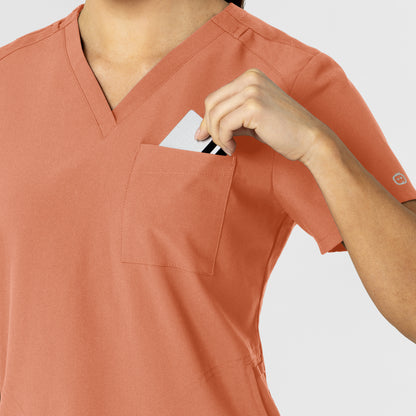 W123 6045 Flex-n-Reach V-Neck Scrub Top Terracotta Model Image Alternate | Wink