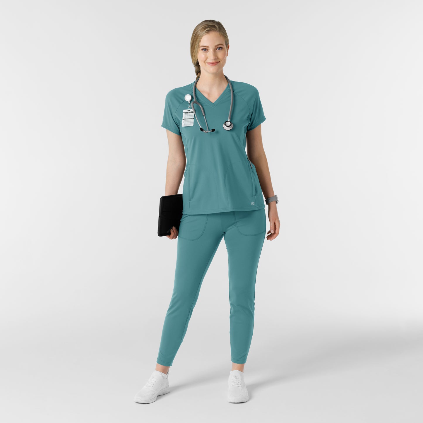 RENEW Knit 5259 Women's Track Scrub Pants Vintage Teal