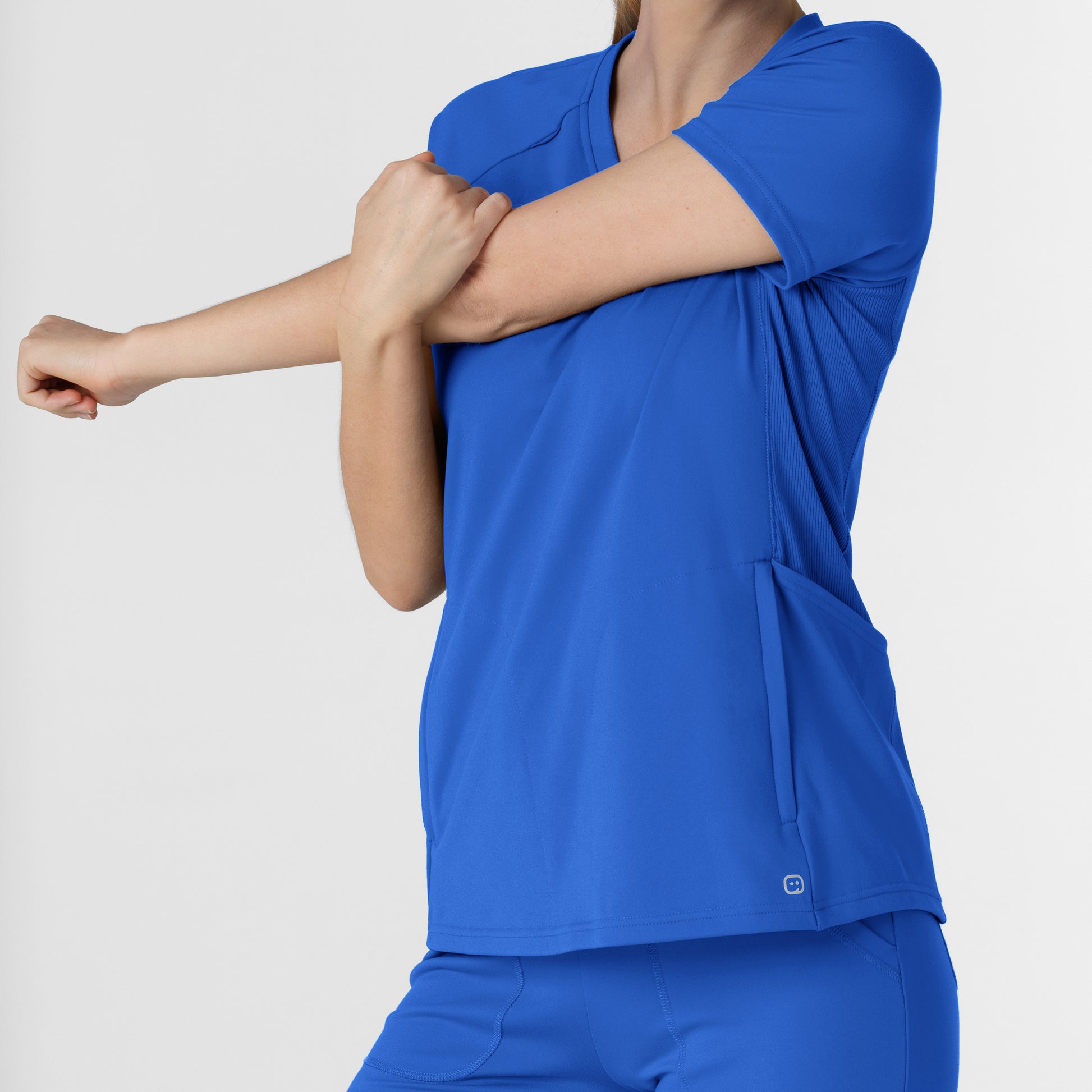 RENEW 6259 Knit Flex-n-Reach V-Neck Raglan Scrub Top Royal Model Image Alternate | Wink