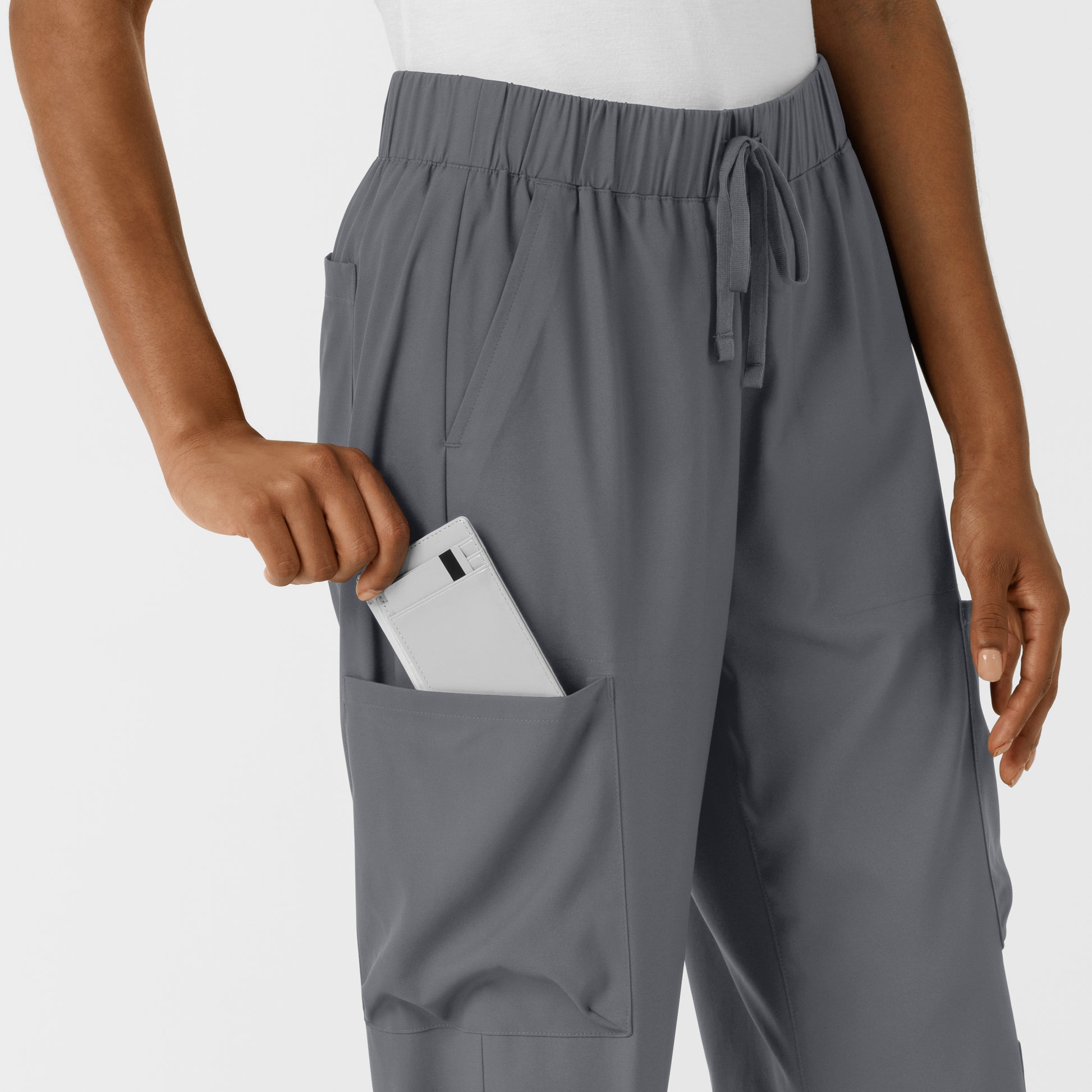 Boundless 5451 Women's Classic Wide Leg Cargo Scrub Pants Pewter