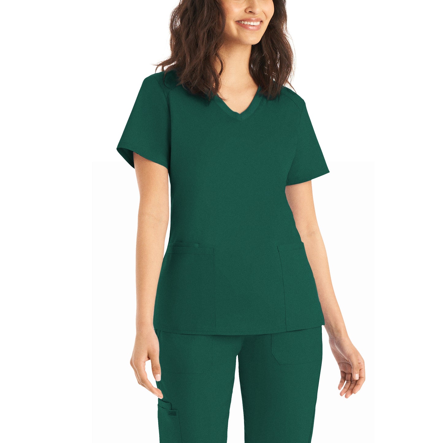 ProFlex LT105 Women's 3 Pocket V Neck Scrub Top Hunter Image