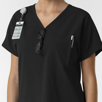 NURTUR 6280 Women's Drop Shoulder Tunic Scrub Top Black