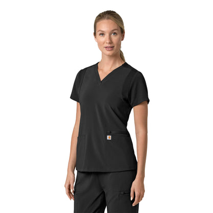 Force Cross-Flex C13210 Flex Panel V-Neck Scrub Top Black Model Image Right Side | Carhartt