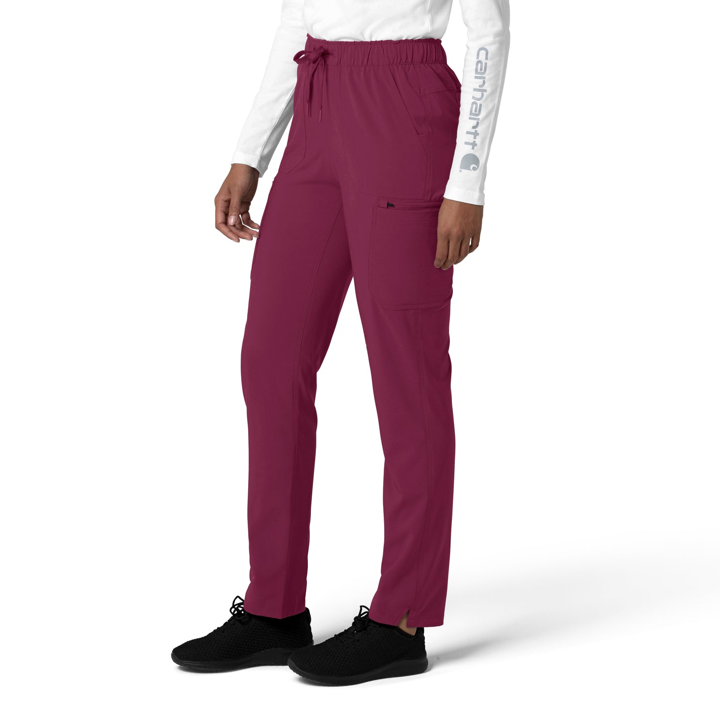 Force Cross-Flex C53210 Straight Leg Cargo Scrub Pant Wine Model Image Left Side | Carhartt