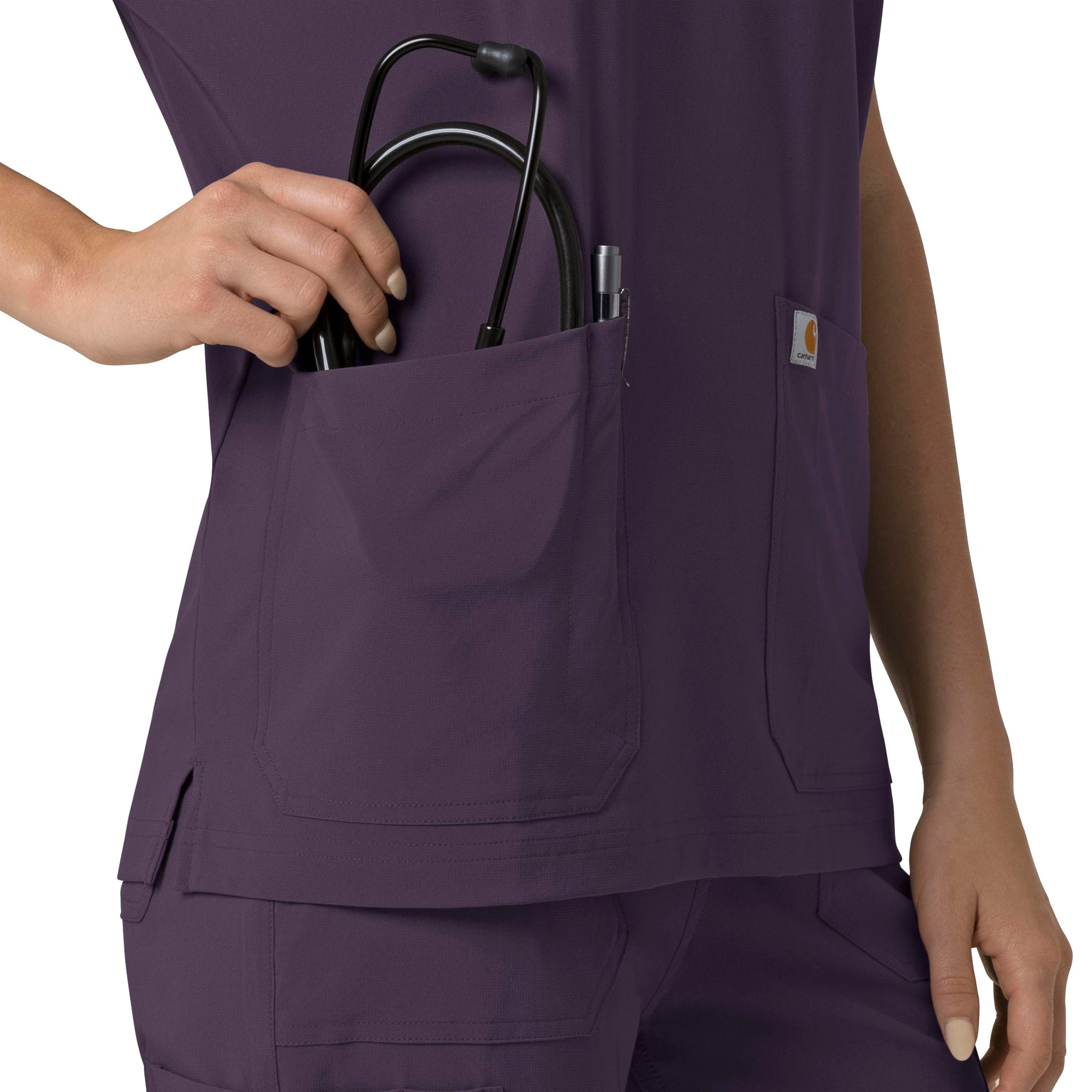 Force Cross-Flex C13110 Oversized V-Neck Scrub Top Black Plum Model Image Alternate | Carhartt