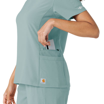 Force Cross-Flex C13310 Knit Panel Scrub Top Summer Blue Model Image Alternate | Carhartt