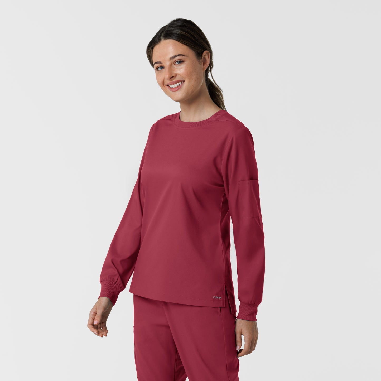 Boundless 6551 Women's Classic Long Sleeve Scrub Tee Ruby